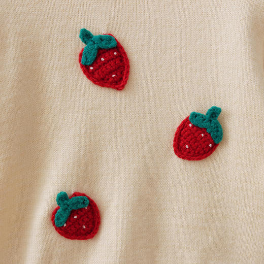 马克珍妮女童甜趣草莓绞花针织衫2025年秋冬新款551901 商品图3