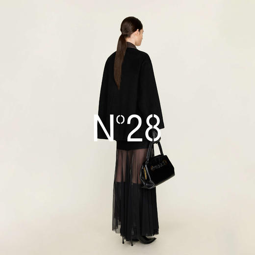 N°28 山羊绒拼接皮领宽松呢子大衣8855A1D726  商品图4