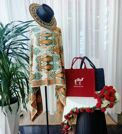 金柔·艾德莱斯披肩（红/蓝）70*200  民族风百搭围巾披肩 商品图3