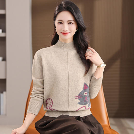 妈妈洋气毛衣中年女装上衣，内搭宽松显瘦短款打底衫CC-101-35548 商品图0