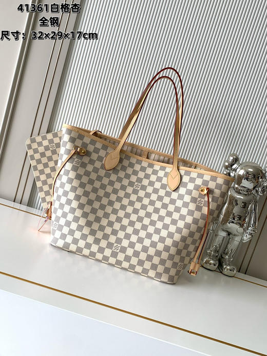 秋冬特惠💰1290 渠道级LV【全钢五金 变码芯片】te级LV 全套包装 41361白格杏 经典购物袋 中号 商品图0