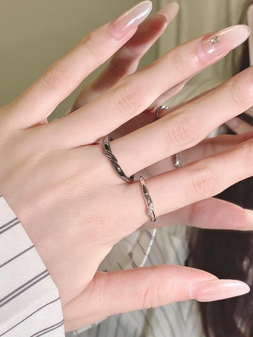 卡蒂罗KADER 同心竹情侣对戒 竹够爱你925银灵动吸睛节节高升竹节开口可调节素圈一对 恋爱表白浪漫限定女友 商品图6