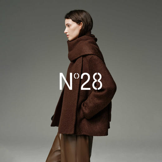 N°28【零压感】羊驼毛短款大衣女秋冬带围巾设计高级感毛呢外套 8855A1D717  商品图2