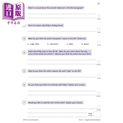 【中商原版】英国原版CGP KS2 小学三年级 英语阅读理解练习册合集3册 Book 1+2+Stretch English Reading Comprehension 商品图4