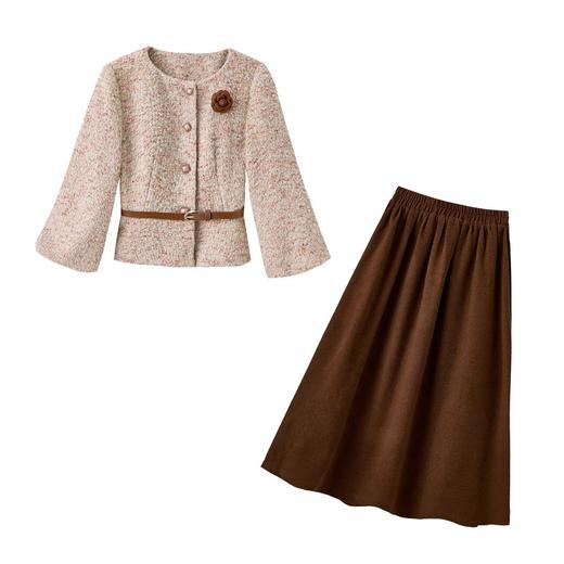 小香风显瘦气质名媛粗花呢，羽绒外套毛呢半身裙套装HR-ZYQF19 商品图4