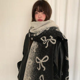 【YW】无忧购韩版加厚蝴蝶结针织围巾女2025秋冬季高级感保暖护颈围脖披肩两用（截单后3-5天发货)