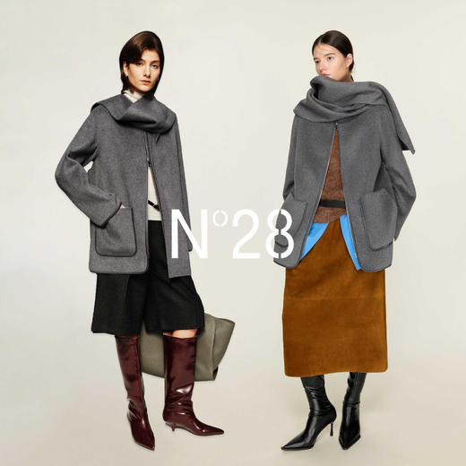 N°28【零压感】2025秋冬新款山羊绒毛呢外套女宽松复古带围巾保暖呢子大衣 8855A1D668  商品图4