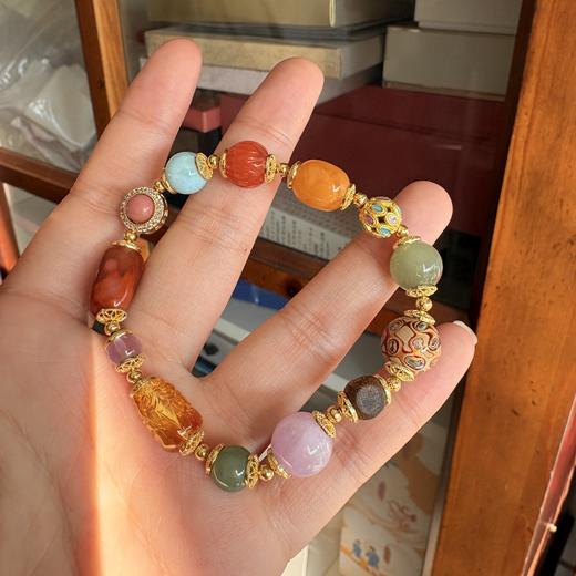 【昭华·南红蜜蜡多宝手串】敦煌福泽小众南红蜜蜡多宝新中式复古单圈手串 商品图1