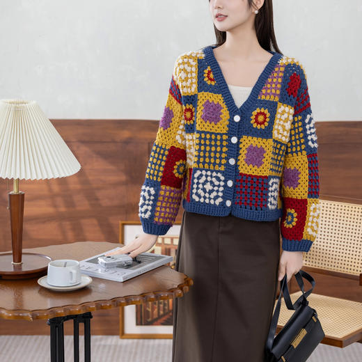 苏苏姐家琥珀时光拼花开衫手工DIY钩针衣服毛线团自制外套材料包 商品图1