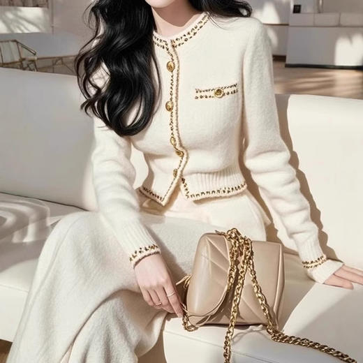 秋冬千金高级感气质名媛高端小香风名媛毛衣裤子套装 商品图2