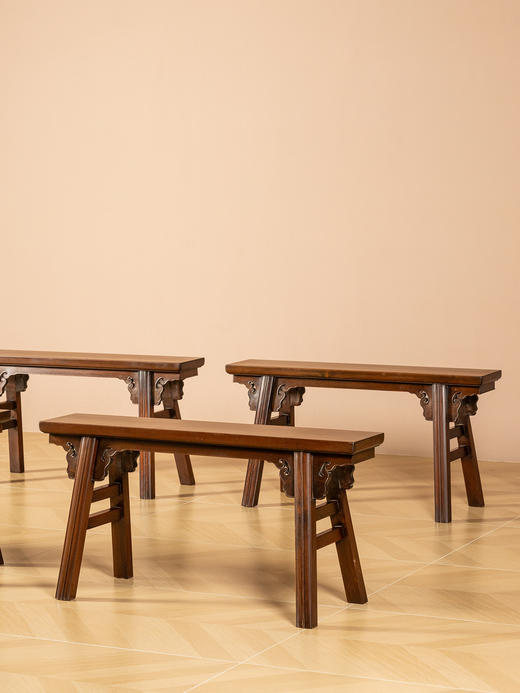 二十世纪	红木夹头榫如意云纹条凳成堂（一堂四只） 商品图4