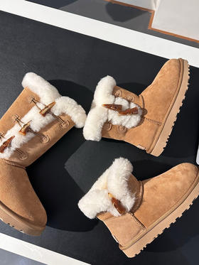 油叽叽牛角扣雪地靴112003