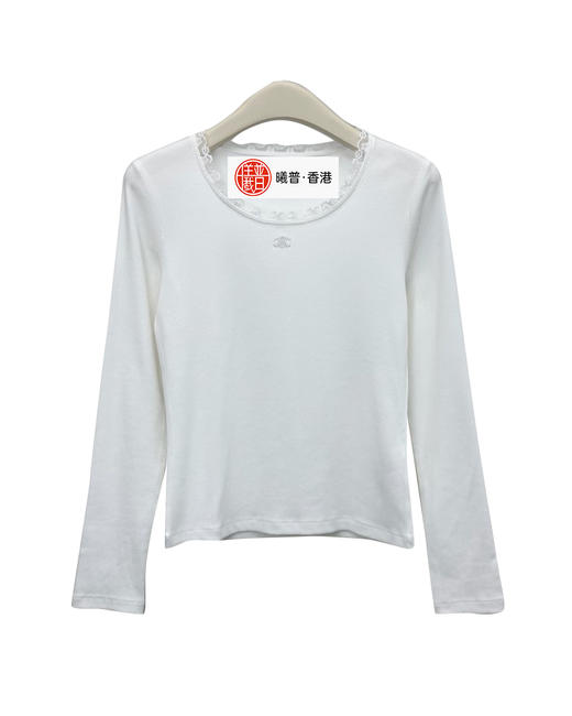 女款修身丝绵蕾丝边长袖打底衫ba008 商品图0