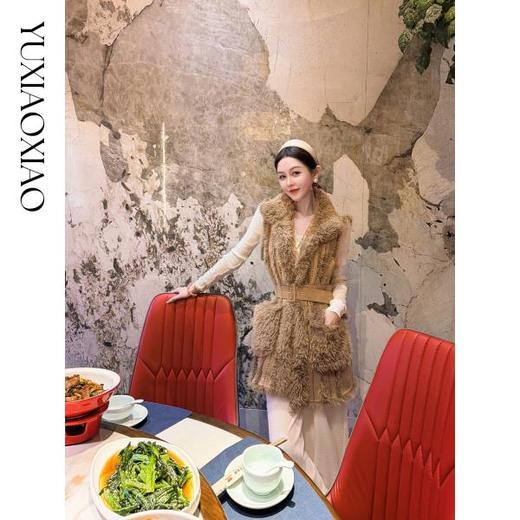 余潇潇【金棕盛典】时髦高级贵气层次设计感立领中长款马夹配腰带 商品图4