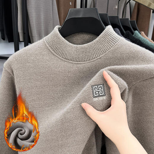 【YW】无忧购冬季加绒加厚中年爸爸装男士毛衣雪貂绒休闲打底衫（截单后3-5天发货） 商品图3