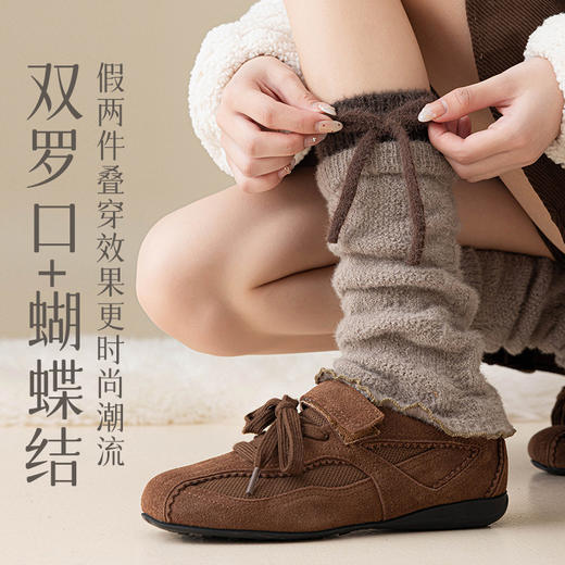 【YW】无忧购25元2件绑带蝴蝶结袜套女秋冬季学院风日系Y2k保暖毛绒堆堆袜针织小腿套（截单后3-5天发货) 商品图2