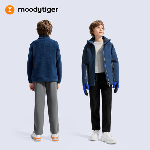 【大J专属】moodytiger男女童户外拒水加绒保暖运动长裤54111306 商品图4