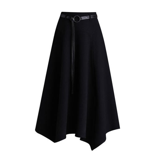 加厚毛呢不规则半身裙，秋冬季新款遮胯中长款高腰a字裙 商品图4