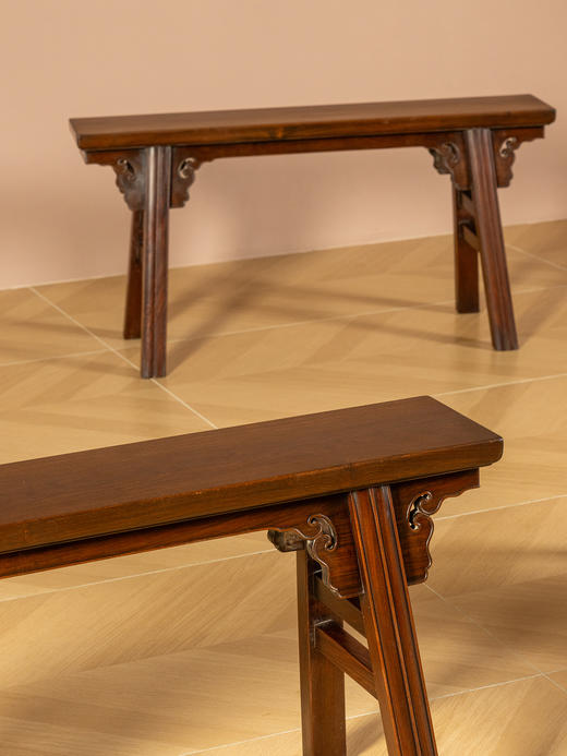 二十世纪	红木夹头榫如意云纹条凳成堂（一堂四只） 商品图2