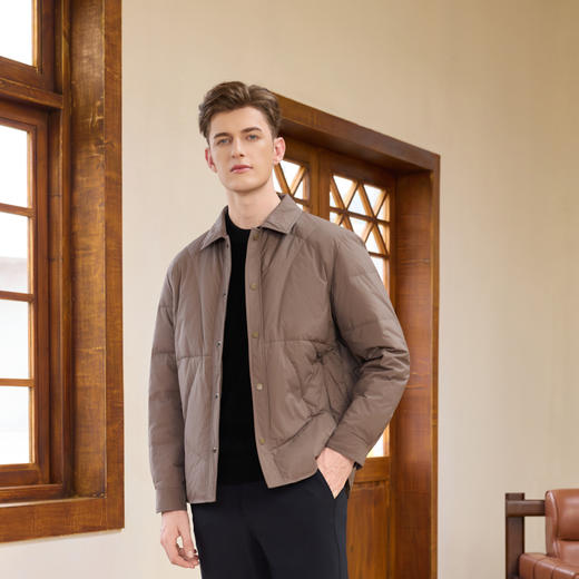 半身缘男装 冬季简约时尚透气翻领羽绒服254212M01710104 商品图3