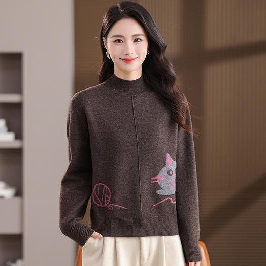 妈妈洋气毛衣中年女装上衣，内搭宽松显瘦短款打底衫CC-101-35548 商品图2