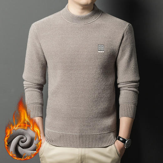 【YW】无忧购冬季加绒加厚中年爸爸装男士毛衣雪貂绒休闲打底衫（截单后3-5天发货） 商品图2