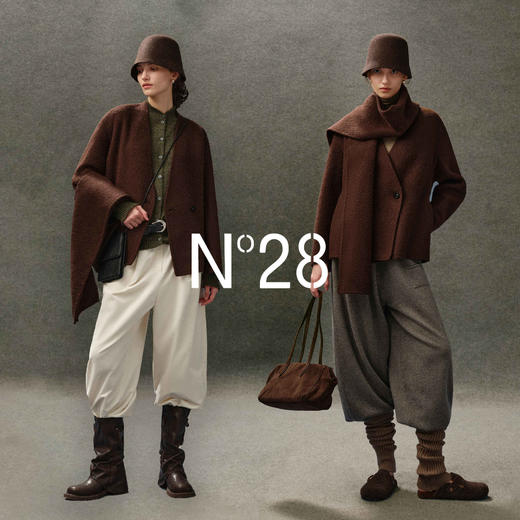N°28【零压感】羊驼毛短款大衣女秋冬带围巾设计高级感毛呢外套 8855A1D717  商品图4
