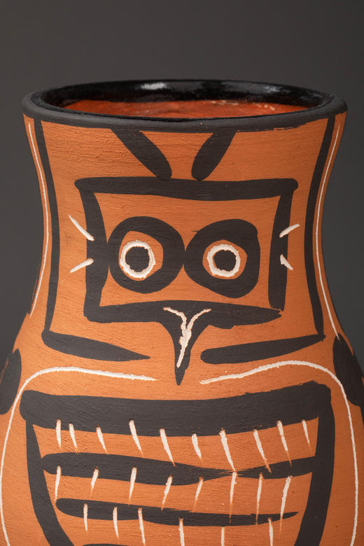 独角鹿西洋古董1958年代西班牙艺术巨匠毕加索与法国Madoura工坊合作出品限量装饰陶瓶「Chouette Mate (A.R.405) 哑光猫头鹰 405」 商品图6