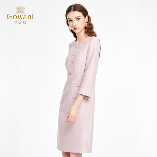 乔万尼新品千金风优雅小香风编织感H型连衣裙ED4E709 商品图2