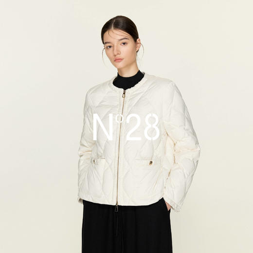 N°28 90鹅绒服女秋冬短款轻薄防风保暖圆领宽松菱格羽绒服外套8855A1Y570  商品图2