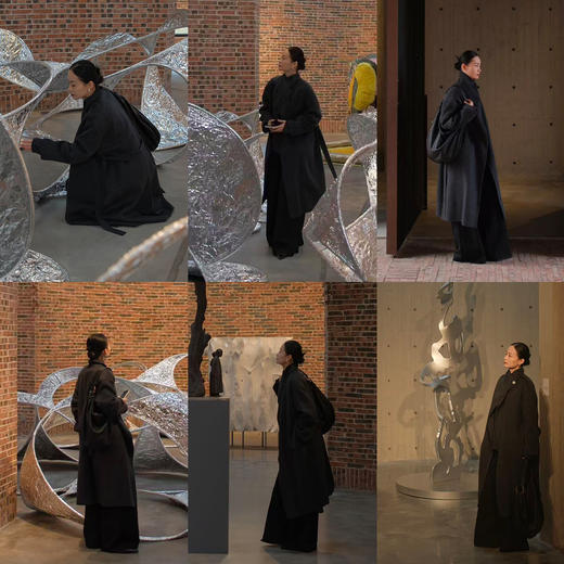 HIDEMI 澳洲美利奴羊毛长毛不规则剪裁门襟堆堆领长款大衣 商品图3