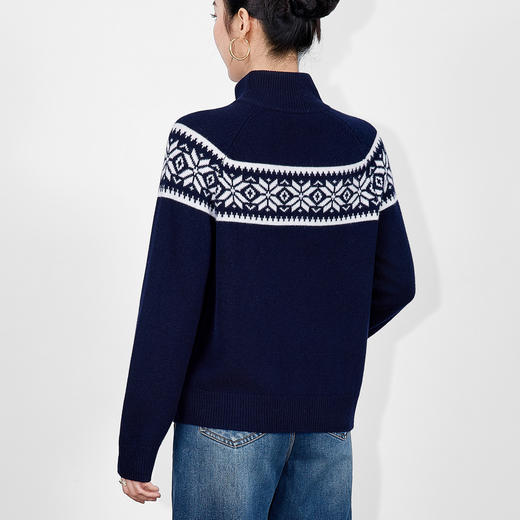 「高货wl」全新升级【铂金会员312/天猫419/差价107】(02015)洛诗琳费尔岛提花毛衣2025秋冬半高领双头拉链针织外套女 商品图4