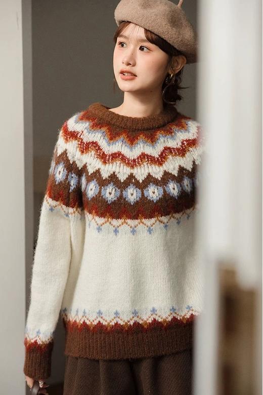 HAYES 费尔岛提花撞色圆领针织毛衣 21816 商品图1