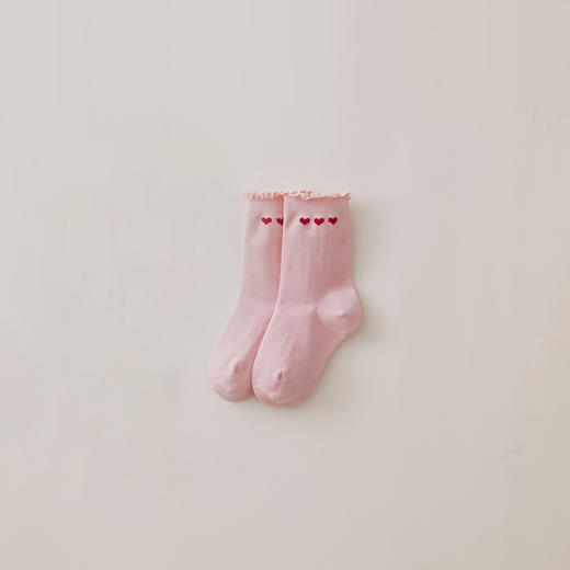 马克珍妮女童柔软弹力爱心纯色中筒袜秋冬新款551937 商品图1