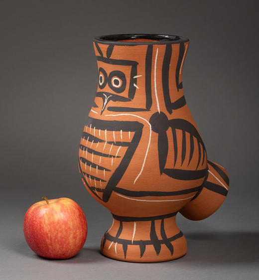 独角鹿西洋古董1958年代西班牙艺术巨匠毕加索与法国Madoura工坊合作出品限量装饰陶瓶「Chouette Mate (A.R.405) 哑光猫头鹰 405」 商品图1