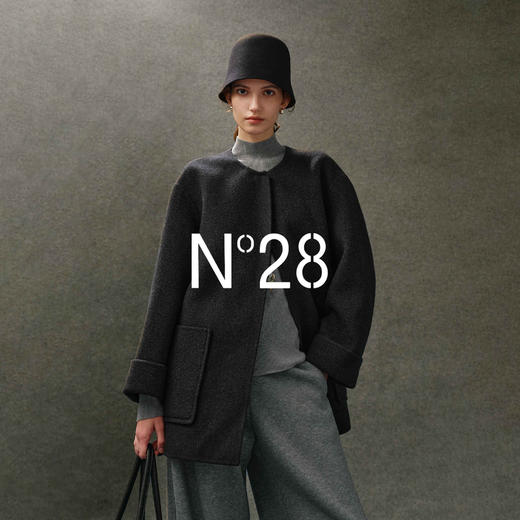 N°28 秋冬2025新款深灰色毛呢大衣女羊毛呢外套 8855A1D576  商品图2