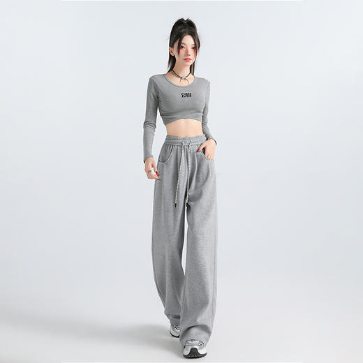 【限时秒杀】西遇慵懒风休闲卫裤女冬季新款阔腿宽松直筒垂感运动裤子SS051869 商品图4