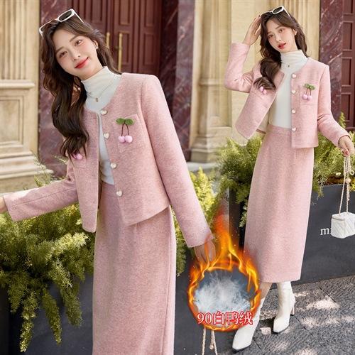 气质百搭小个子两件套，90%白鸭绒套装HR-YJLY8691 商品图1