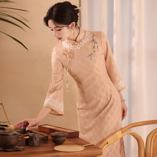 倒大袖国风中式长款改良旗袍年轻款SC18748 商品图0