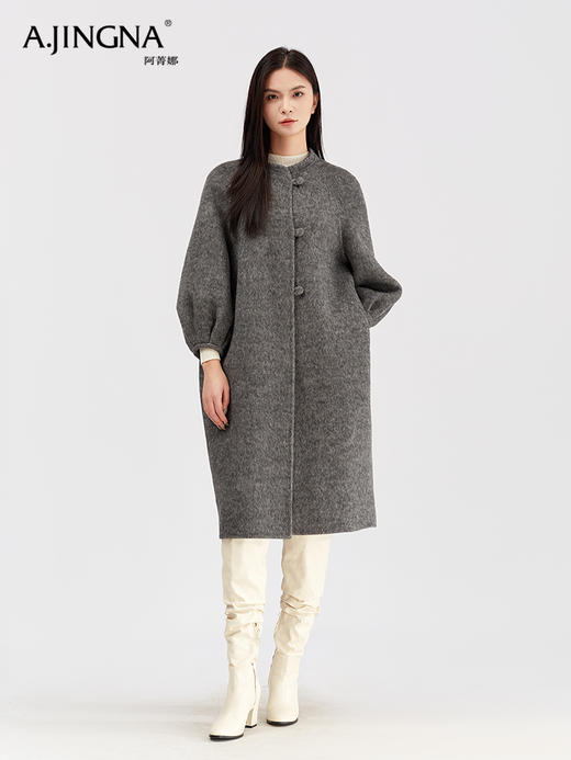 【气场女王】阿菁娜静奢灰高质桑蚕丝羊毛双面大衣F30D511022 商品图2