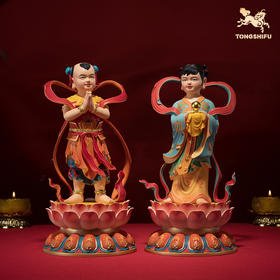 铜师傅《金童玉女》客厅桌面中式铜摆件 家居吉祥装饰工艺品礼物