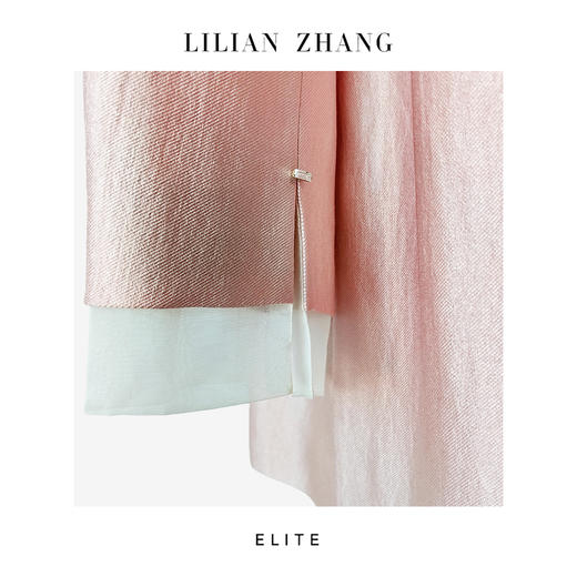 定制”静奢风-都市摩登“柔粉雾纱” 法式圆领宽松小A摆上衣 2402035 商品图1