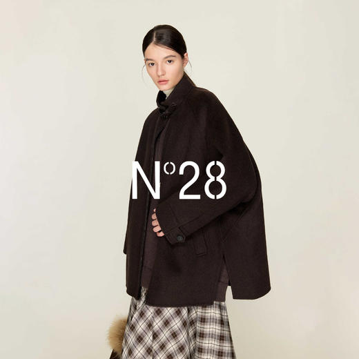 N°28 系扣立领斗篷毛呢大衣女 秋冬韩版宽松显瘦中长款呢子外套8855A1D588  商品图1