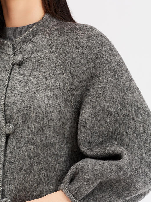 【气场女王】阿菁娜静奢灰高质桑蚕丝羊毛双面大衣F30D511022 商品图4