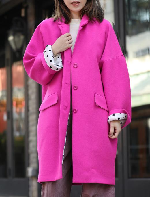 TYNVIE 纯羊毛超大号纽扣外套 - 霓虹粉 商品图3
