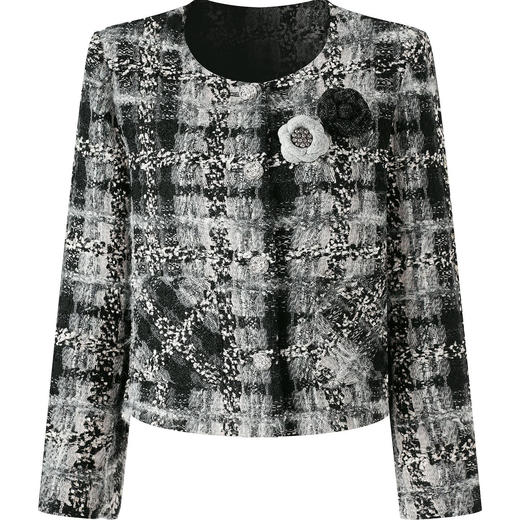 「高货wl」全新升级【铂金会员358/天猫479/差价121】(01810)洛诗琳法式小香风外套2025秋冬新款格子山茶花胸针短外套 商品图2