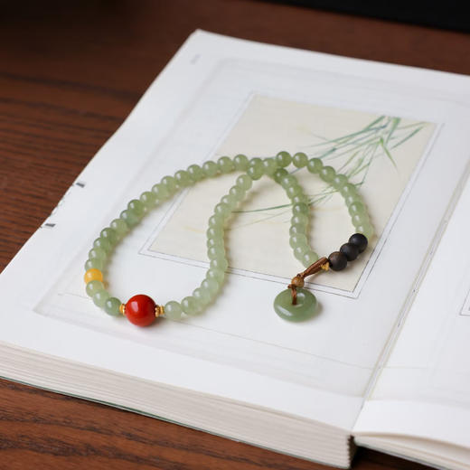 【芙蕖·天然晴水和田玉平安扣手串】敦煌福泽天然晴水和田玉手串女款 新中式平安扣双圈玉石手链春夏新款 商品图7