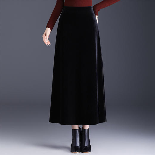金丝绒加绒长款半身裙，大摆伞裙休闲时尚A字裙MYX-KYL-090-L 商品图0