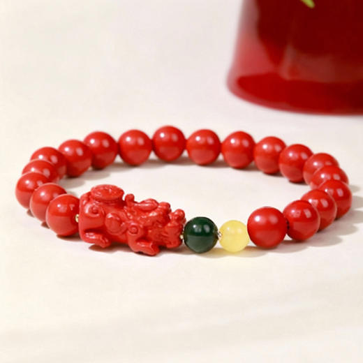 岸纾 天然朱砂吉祥貔貅精品手串 商品图1