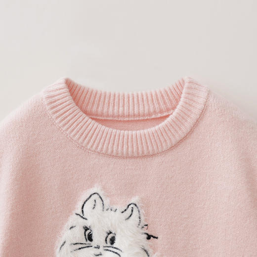 马克珍妮女童萌趣猫咪绵羊毛针织毛衣2025年冬装新款551927 商品图2